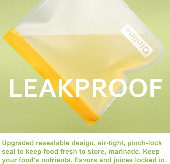 Reusable Food Storage Bags - 10 Pack Freezer Bags Silicone, Extra Thick Leakproof Lunch Bags for Salad Fruit Marinate Meats Travel - 10 Sandwich Storage Bag