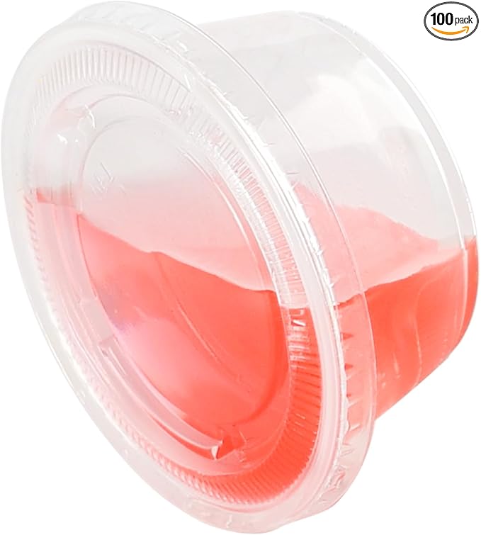 2oz Crystal Jello Shot Cups with Lids 100 Set, Leakproof & Freezer Safe Small Meal Prep Plastic Portion Cups for Salad Dessert Condiment Sauce Souffle, Food Storage Cups for Lunch Party Trips