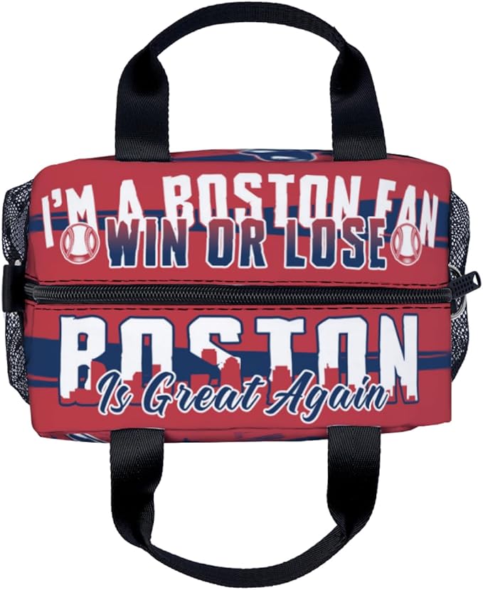 Lunch Box for Women, Insulated Lunch Bag with Adjustable Shoulder Strap, Lunch Containers for Adults, Womens Red Baseball Lunch Bags for Work, Boston
