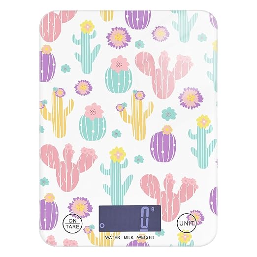 Food Scale Kitchen Scale for Baking Cooking Digital Food Weighing Measuring Scale Small Waterproof Electric Food Scale Colorful Cactus