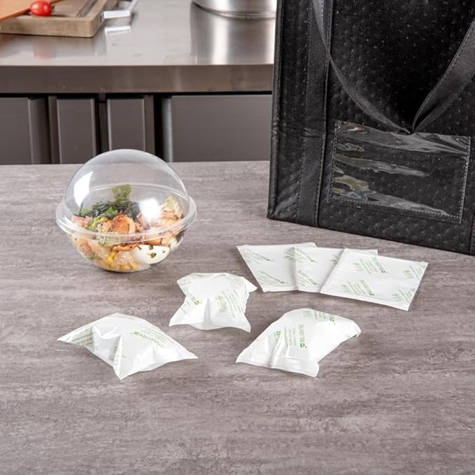 Restaurantware Delivery Tek 5.1 x 3.7 Inch Shipping Ice Packs 100 Durable Cold Packs - Easy-To-Use Design Leakproof Plastic Dry Ice Packs Reusable For Frozen Meat Vegetables or Beverages