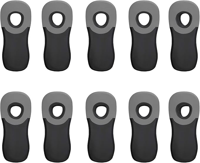 COOK WITH COLOR Cute Bag Clips - Magnetic Food Clips for Bags - Airtight Seal for Food Storage, Black, Pack of 10