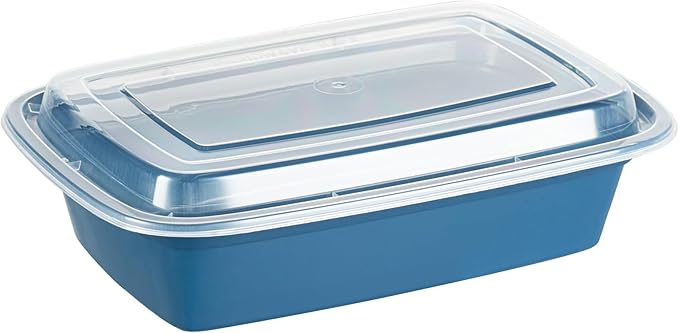 Restaurantware Asporto 38 Ounce Take Out Containers, 100 Food Containers With Lids - Microwavable, Disposable, Midnight Blue Plastic To Go Food Containers, No BPA, For Take Out And Delivery