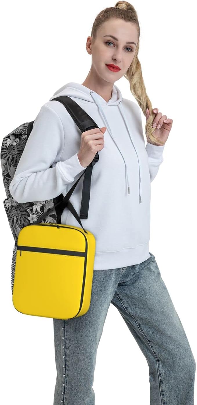 Yellow Lunch Bag for Kids Girls Boys Women Washable Thremal Picnic Meal Box for School Office Insulated Cooler Reusable Portable