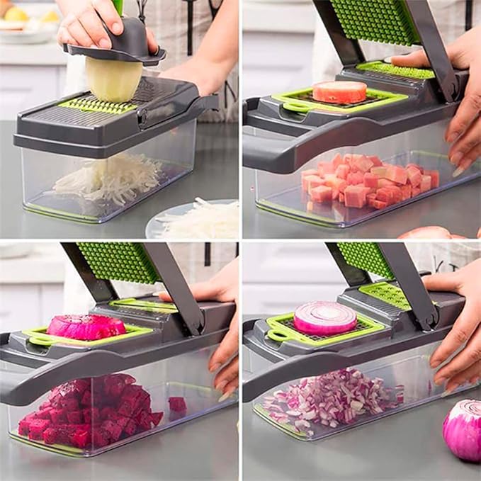 Vegetables Chopper, Versatile Vegetable Chopper, Efficient Slap Food Chopper with Container, Durable Vegetable Grater and Fry Cutter Potatoes