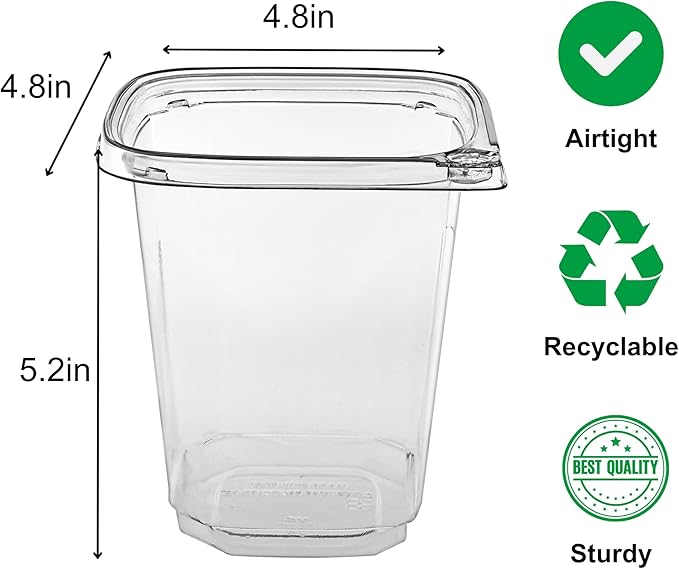 32 oz Tamper Evident Square Deli Container - Lids Sold Separately - for Accessories, Lego, Candy, Cookie, Dessert, Snack, Fruit, togo box (Case of 500)