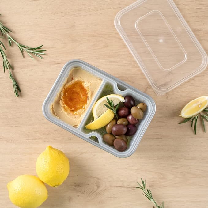 Restaurantware TRAYS ONLY: Futura 10 Ounce Trays For Meal Prep Containers 100 Microwavable Trays For 32 Or 37 Ounce Containers - Containers Sold Separately 2 Compartments White Plastic Food Trays