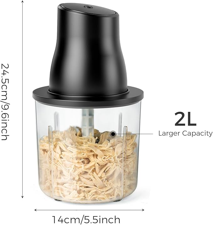 Automatic Electric Chicken Shredder 250W Food Processors Machine - Electric Food Chopper with Meat Grinder & Vegetable Chopper, 2 Bi-Level Blades for Home Use,Kitchen Aid,Baby Food,Pet Food