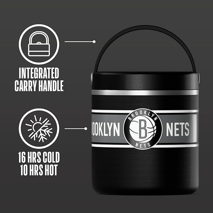 Hydrapeak x NBA Officially Licensed Brooklyn Nets 25oz Stainless Steel Vacuum Insulated Thermos Food Jar with Handle, Wide Mouth Leak-Proof Soup Thermos for Adults, 10 Hours Hot and 16 Hours Cold