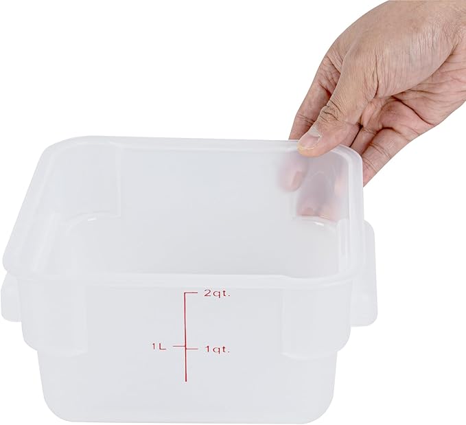 Restaurantware - Met Lux 2 Quart Food Storage Container, 1 Translucent Storage Container - Lids Sold Separately, Green Volume Markers, Dishwashable Container, Side Handles, For Storing Foods