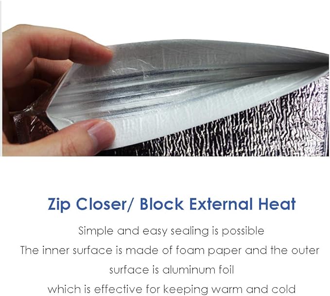 Insulated Easy Zip Lock Resealable Aluminum Sandwich Bag with ice pack - Reusable Thermal Snack Bento Camping Picnic Hot & Cold Pouch (5P, 6 inch x 10 inch)