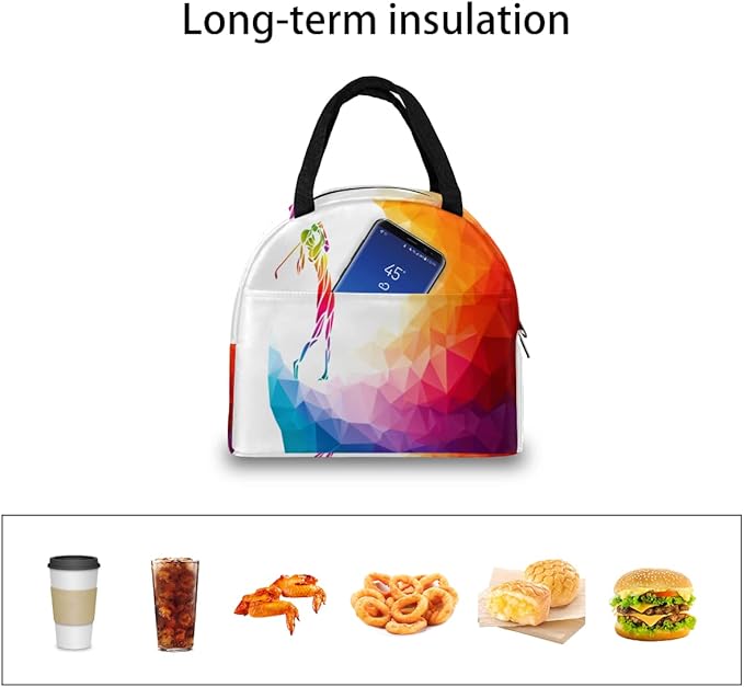 Insulated Lunch Bag for Women Men Golf Sportsman Waterproof Thermal Tote Bag Reusable Lunch Box Container Lunch Holder Leakproof Lunch Cooler Bag Picnic Travel Work