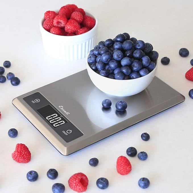 Escali T115S Ultra Thin Kitchen, Office, Herb Scale, Tare Functionality, LCD Digital Display, 11lb Capacity, Silver