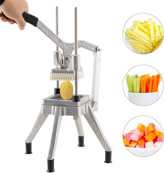 Vegetable Dicer Quick Slicer Machine, 1/2"+1/4"+3/8" Blade, S-Steel French Fry Maker Onion Pepper Potato Mushrooms chopper