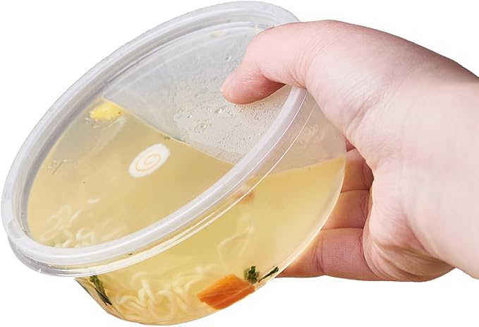[150 Set - 8 oz. Plastic Deli Food Storage Containers With Lids Disposable Clear Small Togo Containers