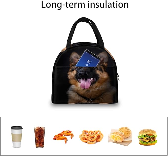 Insulated Lunch Bag for Women Men Dog German Shepherd Waterproof Thermal Tote Bag Reusable Lunch Box Container Lunch Holder Leakproof Lunch Cooler Bag Picnic Travel Work