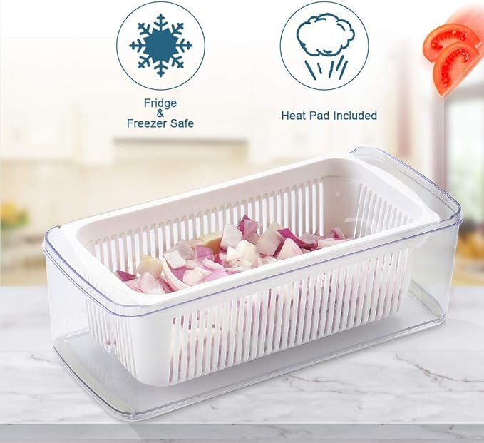 Vegetable Chopper, Cambom Multifunctional Vegetable Cutter Onion Chopper Mandoline Slicer Dicer with Colander Basket and Container 8 Interchangeable Blades