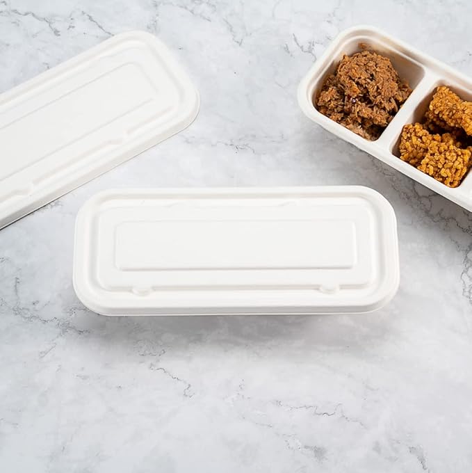 Restaurantware-LIDS ONLY: 9.1 Inch Disposable Lids, 100 Sustainable To Go Containers with Lids - Microwavable, Freezable, White Bagasse Lid, Grease-Resistant, Containers Sold Separately