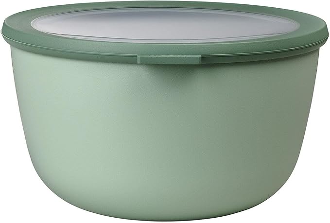 Mepal Cirqula 101oz/3,000ml Multi Food Storage & Serving Bowl with Transparent Lids | Perfect for Food Prep | Microwave & Dishwasher Safe | Nordic Sage | Made in Holland