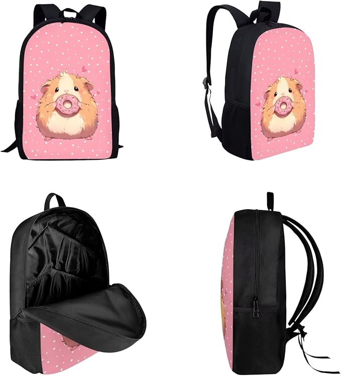 Dolyues Donut Hamster Kids School Backpack Set with Lunch Box & Pencil Case - Stylish 3-Piece School Bag for Boys - Perfect Bookbag with Meal Bag and Pen Pouch
