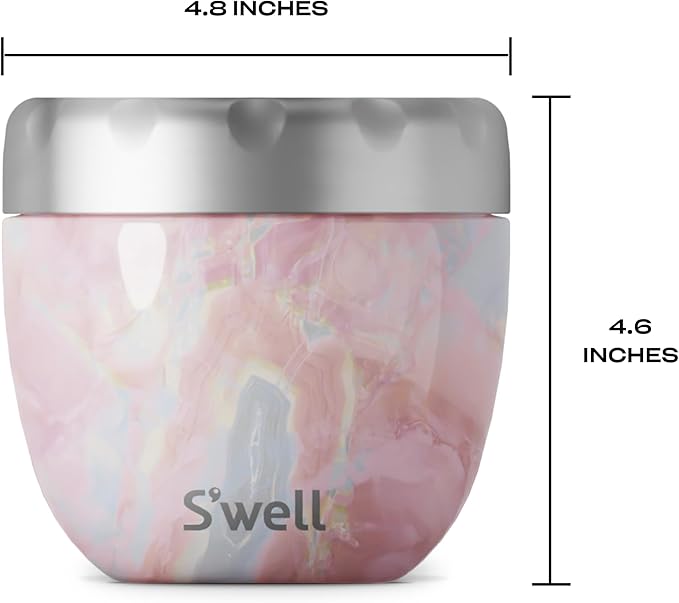 S'well Eats Stainless Steel Food Bowls, 21.5oz, Geode Rose, Triple-Layered Vacuum-Insulated Containers Keeps Food Cold for 11 Hours and Hot for 7 hours, Condensation Free, BPA Free