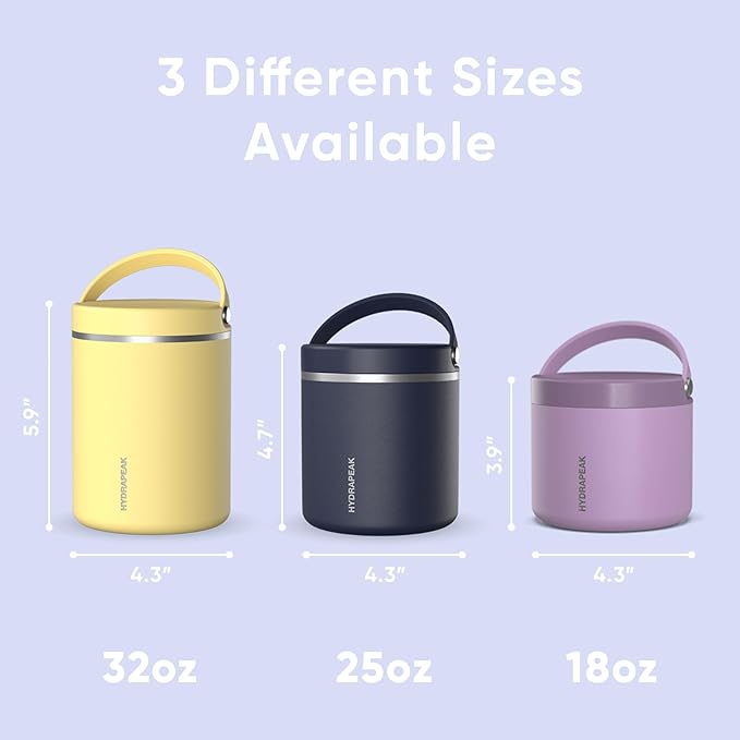 Hydrapeak 25oz Stainless Steel Vacuum Insulated Thermos Food Jar | Kids for Hot and Cold Food, Wide Mouth Leak-Proof Soup Adults, 10 Hours 16 (Iceberg)
