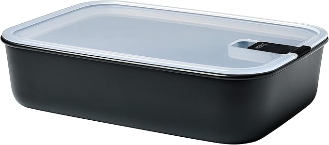 Mepal EasyClip 76oz/2250ml - Leakproof & Airtight Food Storage Container | BPA-Free | One-Click Open & Close System | Nordic Black | Made in Holland