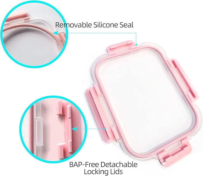 UMEIED Glass Meal Prep Containers 2 Compartment with Lids (5 Pack, 36oz), Divided Glass Storage Containers for Lunch at Work, Leak-Proof Portion Control Food Containers, Microwave/Dishwasher Safe