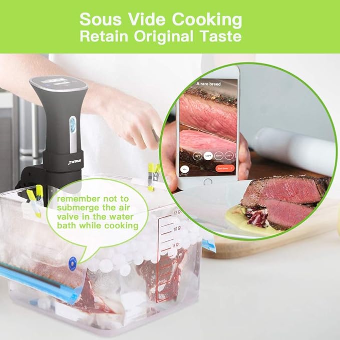 38 PCS Reusable Vacuum Zipper Bags Kit for Sous Vide Cooking, 30 Food Storage Vacuum Sealer Bags with 2 Sealing Clips and 6 Sous Vide Clips for Anova and Joule Cookers