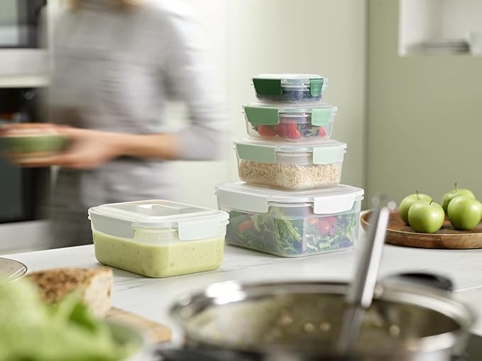 Joseph Joseph Nest Lock, 10 Piece Plastic Food Storage Container set with lids, Leak Proof, Airtight, Space Saving, Kitchen Storage - Sage Green