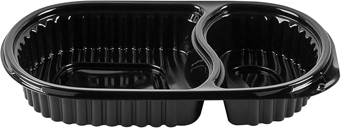 Restaurantware RW Base 20 Ounce Meal Prep Containers, 100 Microwavable To Go Containers With Lids - Disposable, Freezable, Black Plastic Oval Food Containers, Pack Hot And Cold Food, For Takeaway