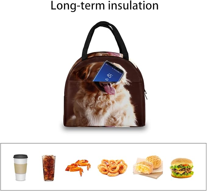 Insulated Lunch Bag for Women Men Golden Retriever Dog Waterproof Thermal Tote Bag Reusable Lunch Box Container Lunch Holder Leakproof Lunch Cooler Bag Picnic Travel Work