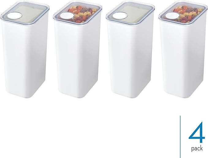 iDesign Extra Large Airtight Kitchen Canister with Removable Pour Cap - Set of 4 - White