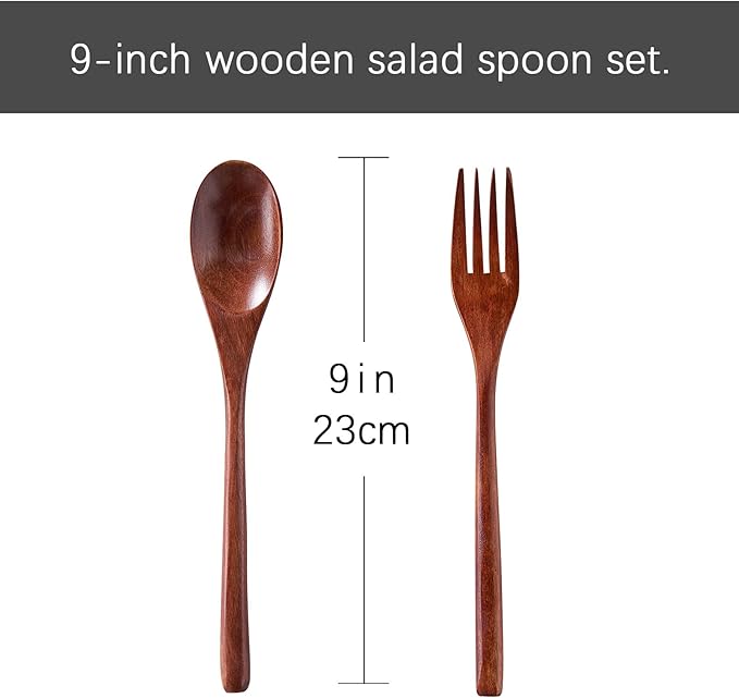 Large Glass Salad Bowl Set with Acacia Wood Base and Salad Serving Utensils, Salad Servers for Party, Fruits, Popcorn, Chips, Pasta, Kitchen Must-Have