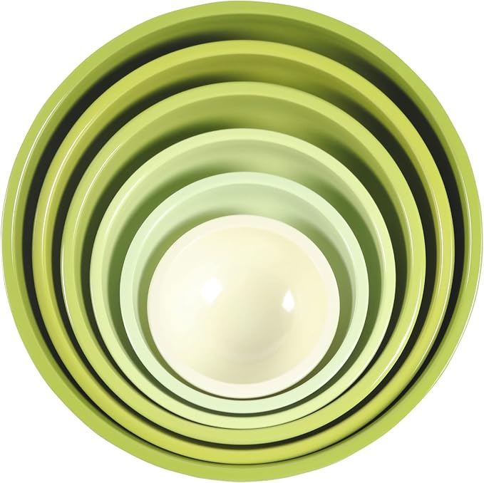 Melamine Mixing Bowls with Lids - 12 Piece Nesting Bowls Set 6 Bowls and 6 Lids, Mixing Bowl Set (Green Ombre)