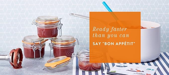 Le Parfait Super Terrine - 500ml French Glass Canning Jar w/Straight Body, Airtight Rubber Seal & Glass Lid, 16oz/Pint (Single Jar) Stainless Wire