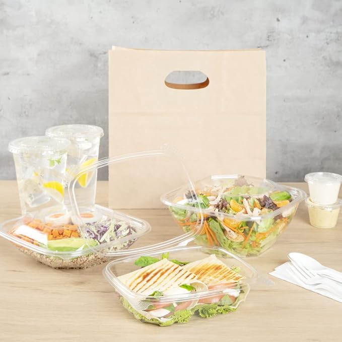 Restaurantware Thermo Tek 24 Ounce Deli Food Containers 100 Anti-Fog Hinged Lid Containers - Freezable Rectangle Clear Plastic To Go Food Containers Disposable