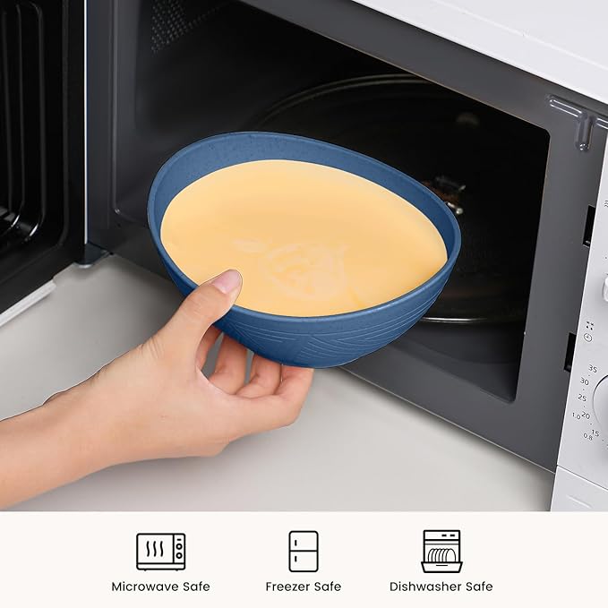 Wheat Straw Bowl Reusable Bowls Set 26 OZ, Unbreakable Cereal Bowl 4 Pack, Bowls for Kitchen, Microwave Safe Bowls, Serving Bowls Set for Cereal, Salad, Oatmeal, Soup (Matte Multi)