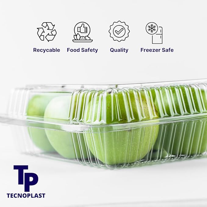 25-Pack Clear Plastic Food Containers Clamshell Take Out Disposable To Go Boxes for Food Clam Shell 8 x 7 inch for Salads, Snacks, and Meals