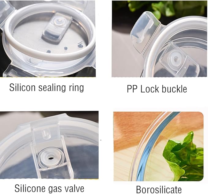 24 Oz Glass Food Storage Container, 3 Cup Glass Soup Container with Airtight Lids, Round Meal Prep Containers, Leakproof Soup Storage Container, DishwasherMicrowave & Freezer Safe (4 Pack)
