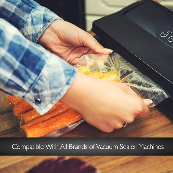 NutriChef Vacuum Sealer Bags 8x50 Rolls 2 pack for Food Saver, Seal a Meal, NutriChef, Weston. Commercial Grade, BPA Free, Heavy Duty, Great for vac storage, Meal Prep or Sous Vide