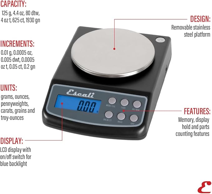 Escali Lab Weight Scale L Series, 8 x 5.75 x 2.5 in, Black