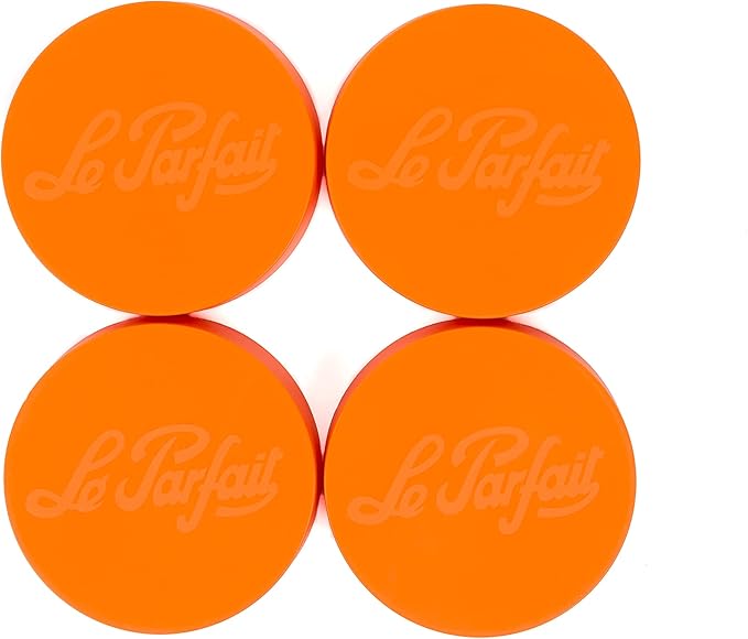 Le Parfait Screw Top Jar Wide Mouth French Glass Jar | Ideal for Food and Soup Storage, Canning, Flour, Brown Sugar, and other Baking Supplies (1L/32oz, Pack of 4, Orange)