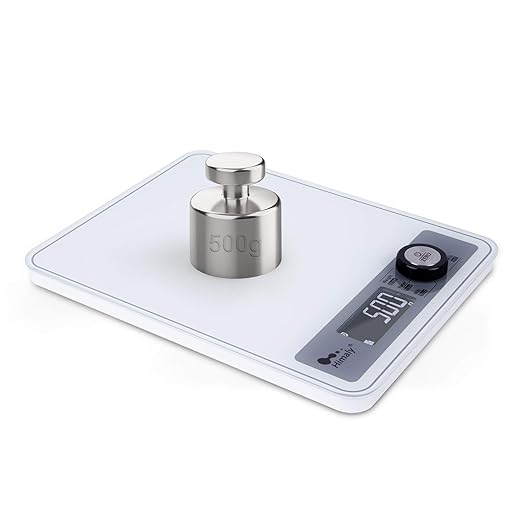 Highly Digital Kitchen Food Scale,LCD Display with Backlight Kitchen Scale,1g/0.1oz Precise Graduation,Measure Water and Milk Volume,5000 g / 11 lb,White