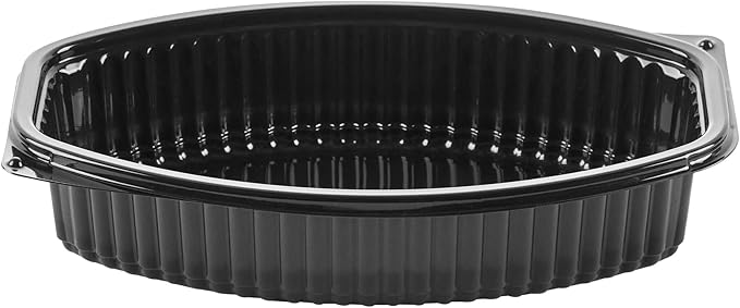 Restaurantware RW Base 28 Ounce Meal Prep Containers, 100 Microwavable To Go Containers With Lids - Disposable, Freezable, Black Plastic Oval Food Containers, Pack Hot And Cold Food, For Takeaway
