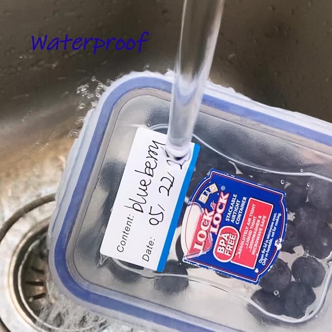 300 Removable Freezer Food Labels, 1 x 2 Inch, Waterproof, Oil Resistant Canning Jar Labels, Clean, No Residue