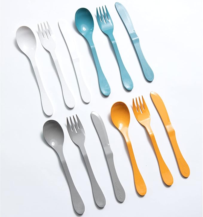 KNORK Eco 12 Piece (Fork, Knife, Spoon) Plant Based Bamboo Cutlery Reusable Flatware Set