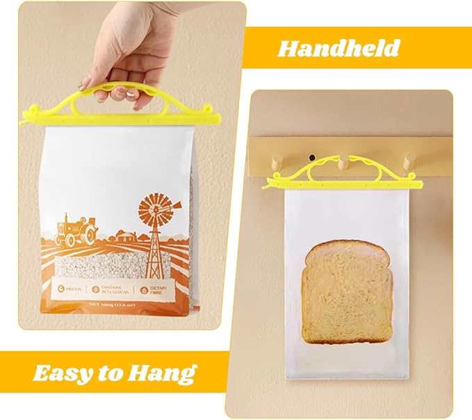 Food Bag Sealing Clips, Curved Design Bread Clip Large Size Chip Clips for Snack Coffee Bag Food Packages,10pcs, 2 Sizes(Yellow, White)