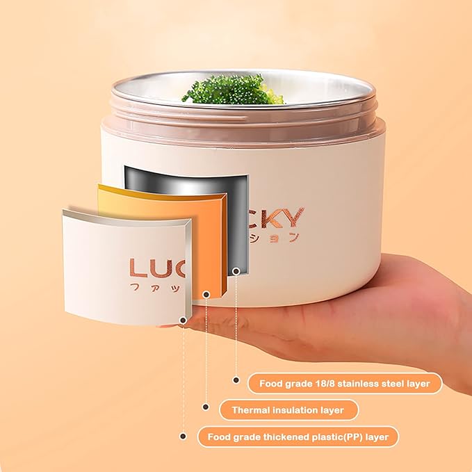 Portable Insulated Lunch Container set, Bento Box Adult Lunch Box Set with Insulated Lunch Bag, 2 Separate Stackable Thermal Food Lunch Container for Adult, Beige