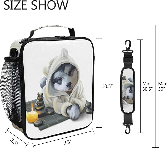 Pfrewn Dog Lunch Box for Kids Puppy Husky Insulated Lunch Bag Cute Animals Pet Stones Relax Reusable Cooler Meal Prep Bags Lunch Tote with Shoulder Strap for Boys Girls School Office Adult
